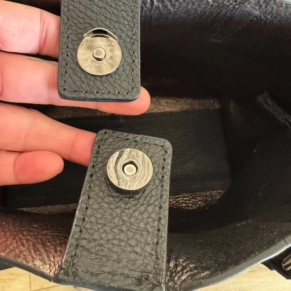 Botkier Hudson Bite Size Tote Black Leather Double Top Handle Shoulder Strap